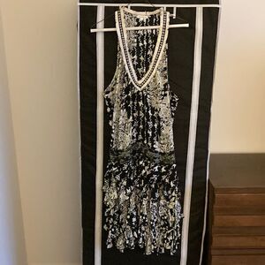 Poupette St Barth Beline Tank Dress/Coverup in Black & White Print. Size Large.